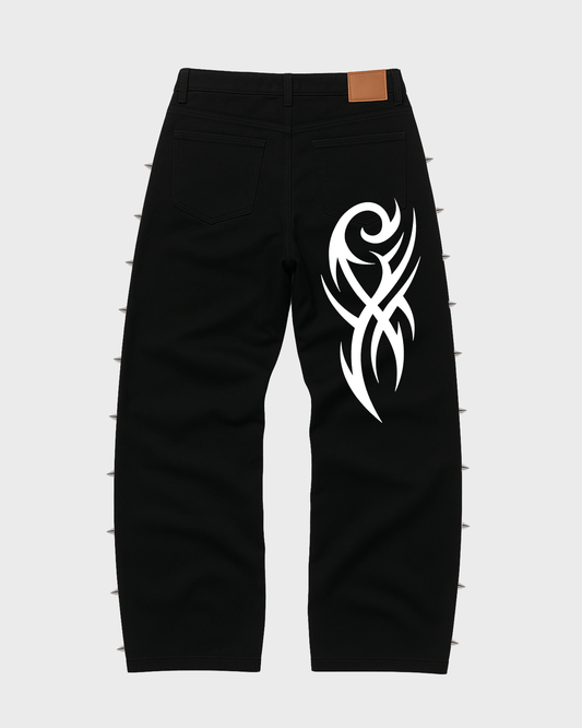 SPIKED DENIM PANTS